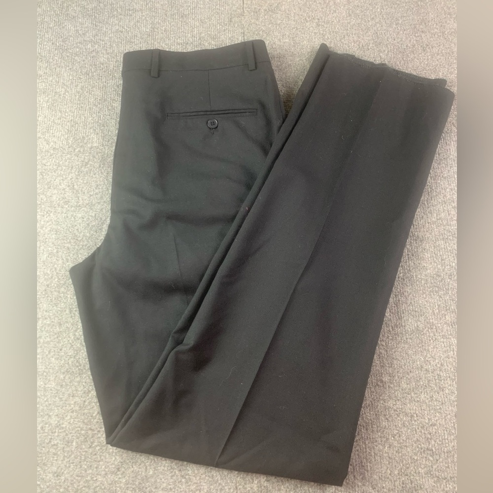 Jones New York Falisker Mens 100% Wool Flat Front Dress Pants Size 34x35 Black